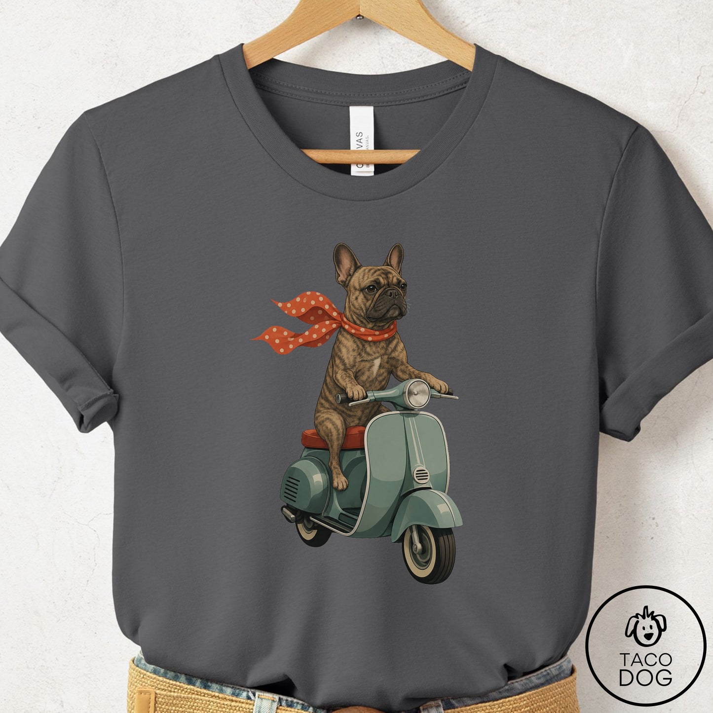 French Bulldog Frenchie Scooter T-Shirt Asphalt Taco-Dog