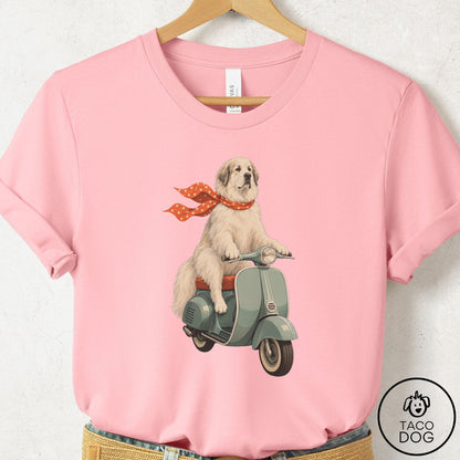 Great Pyrenees Scooter T-Shirt Pink Taco-Dog