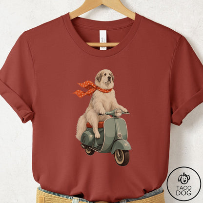 Great Pyrenees Scooter T-Shirt Rust Taco-Dog