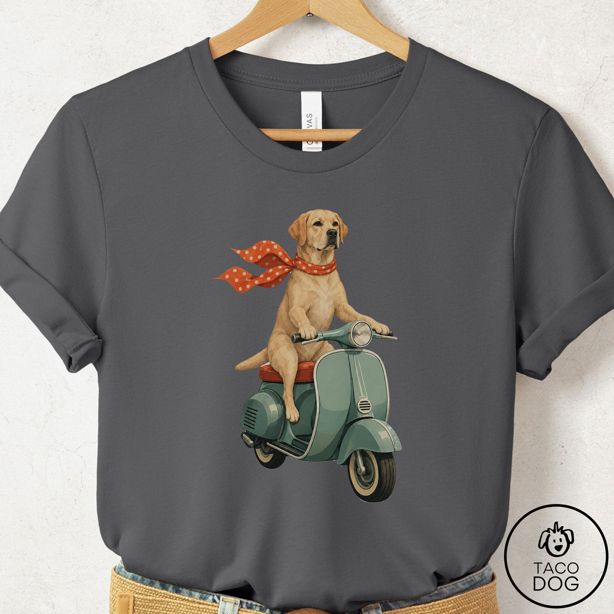 Labrador Retriever Lab Scooter T-Shirt Asphalt Taco-Dog