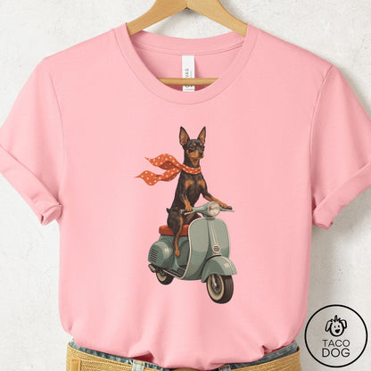 Miniature Pinscher Scooter T-Shirt Pink Taco-Dog