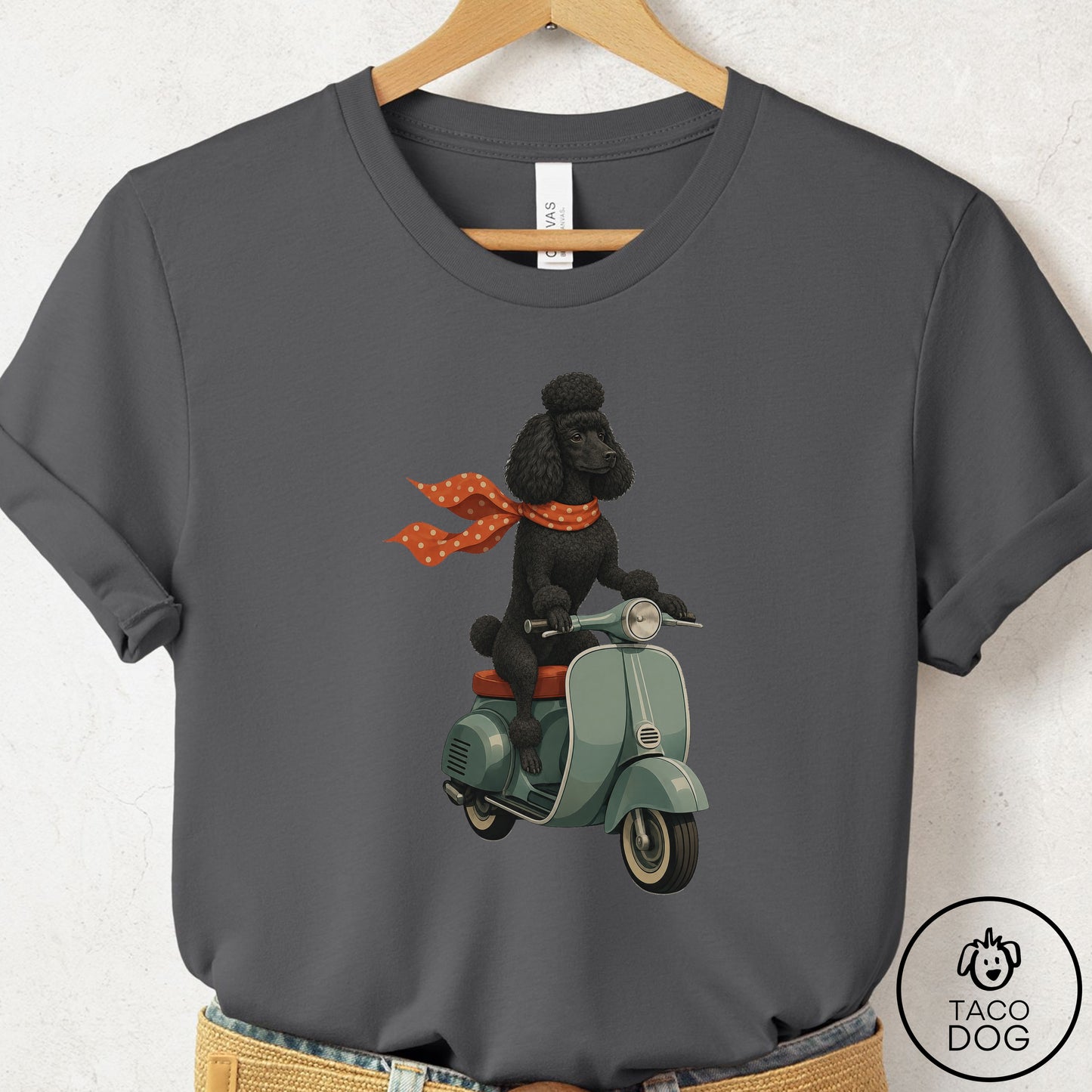 Poodle Scooter T-Shirt Asphalt Taco-Dog
