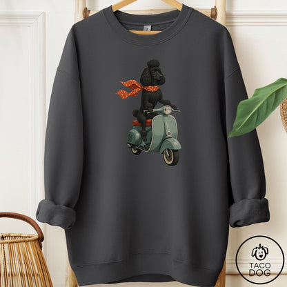 Poodle Scooter Sweatshirt Charcoal Taco-Dog