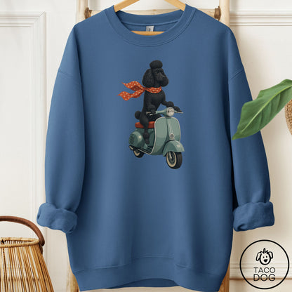 Poodle Scooter Sweatshirt Indigo Blue Taco-Dog