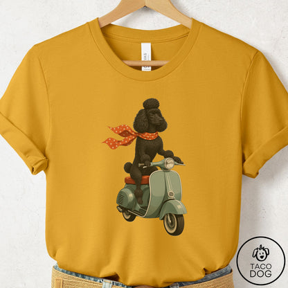 Poodle Scooter T-Shirt Mustard Taco-Dog