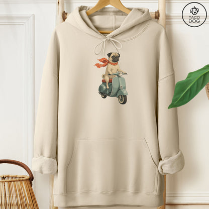 Pug Scooter Hoodie Sand Taco-Dog