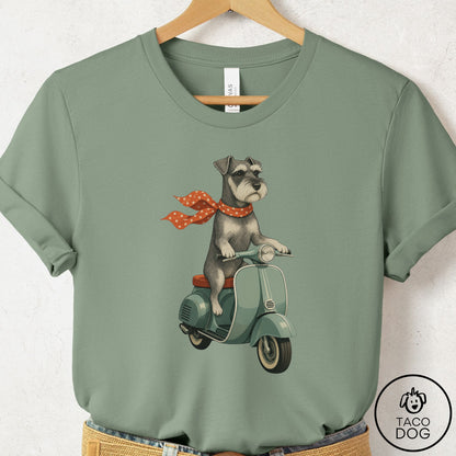 Schnauzer Scooter T-Shirt Sage Taco-Dog