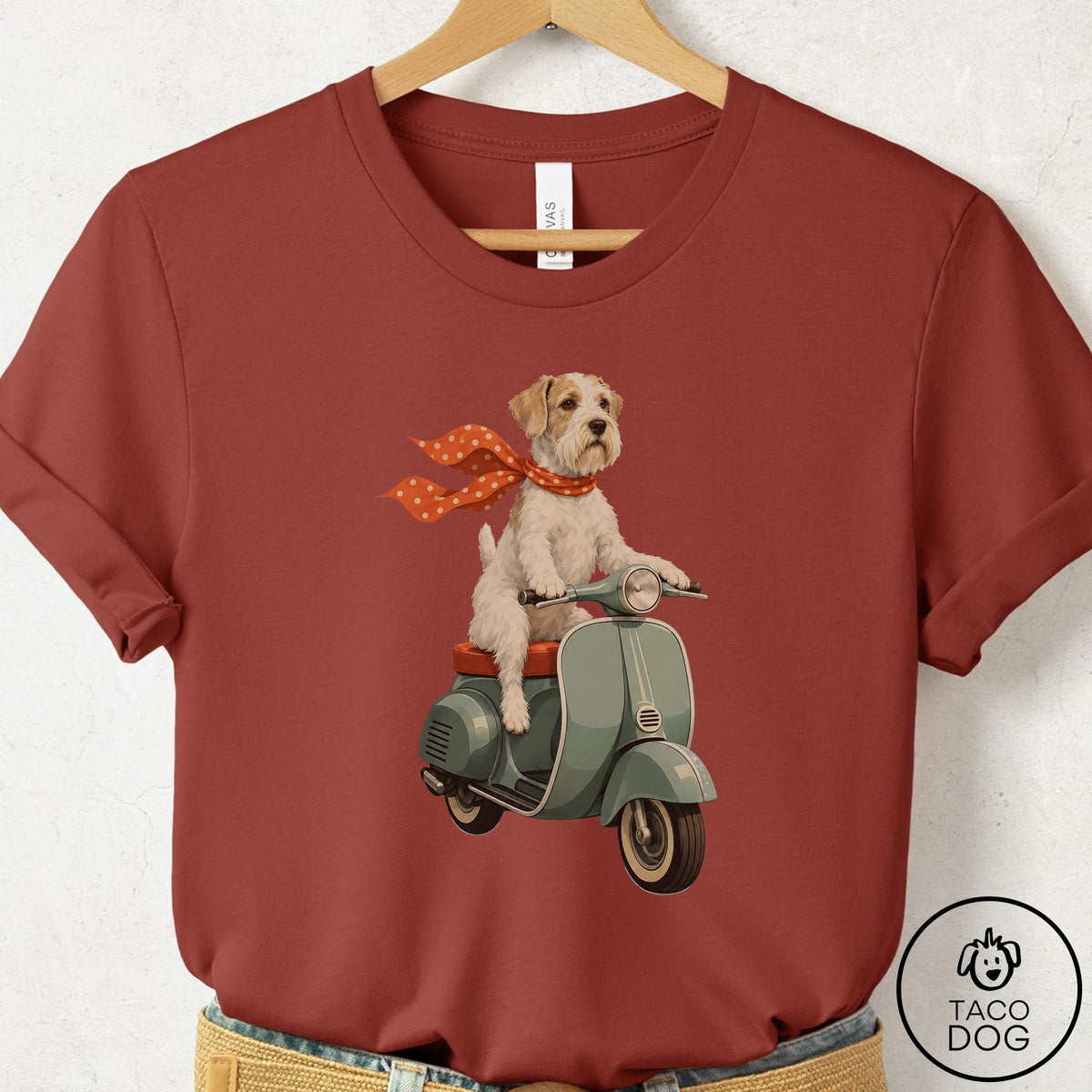 Sealyham Terrier Scooter T-Shirt Rust Taco-Dog