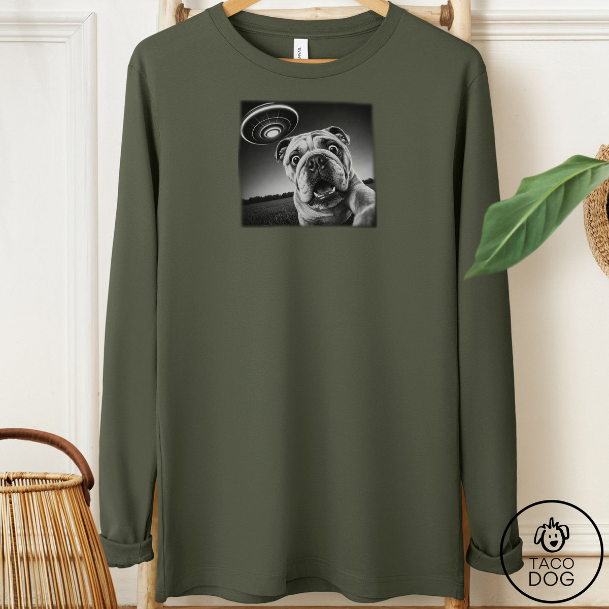 English Bulldog Selfie Long Sleeve Tee