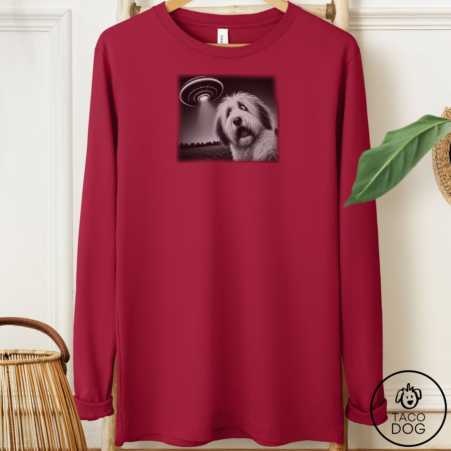 Old English Sheepdog Selfie Long Sleeve Tee
