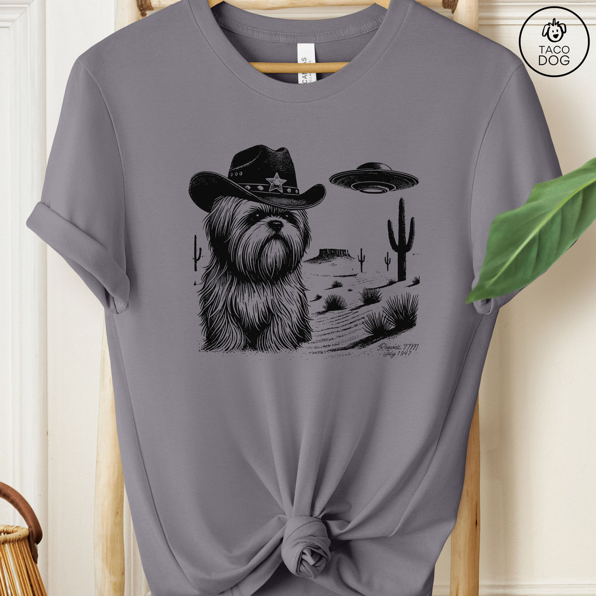 Shih Tzu Ink Cowboy Space UFO T-Shirt Storm Taco-Dog