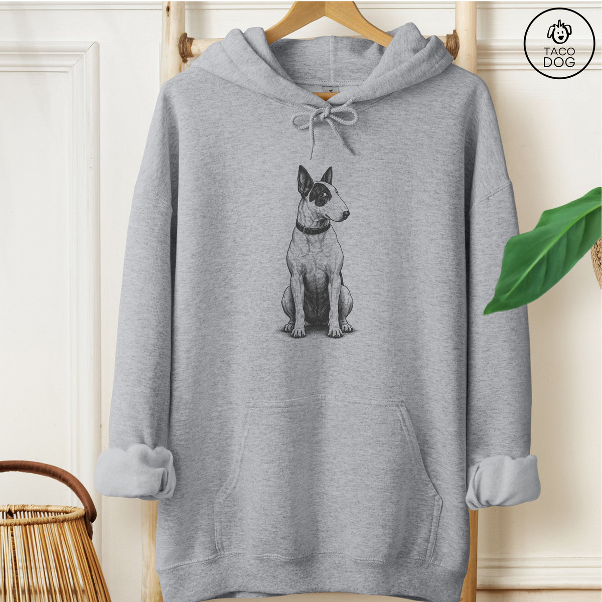 Bull Terrier Side Eye Hoodie Graphite Heather Taco-Dog