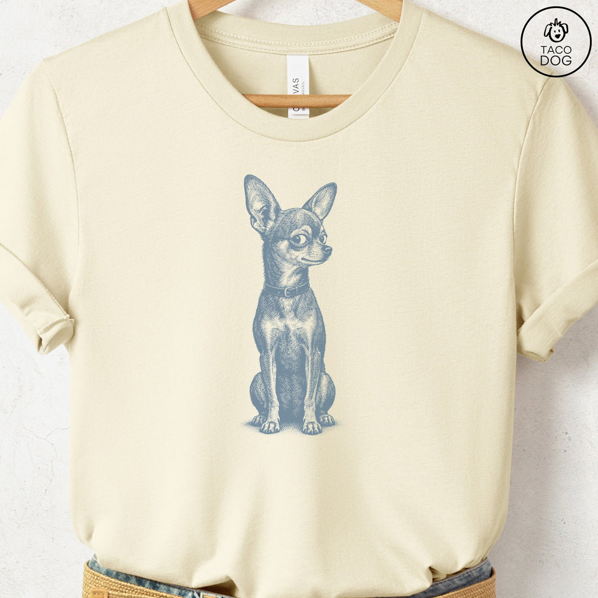 Chihuahua Side Eye T-Shirt Natural Taco-Dog
