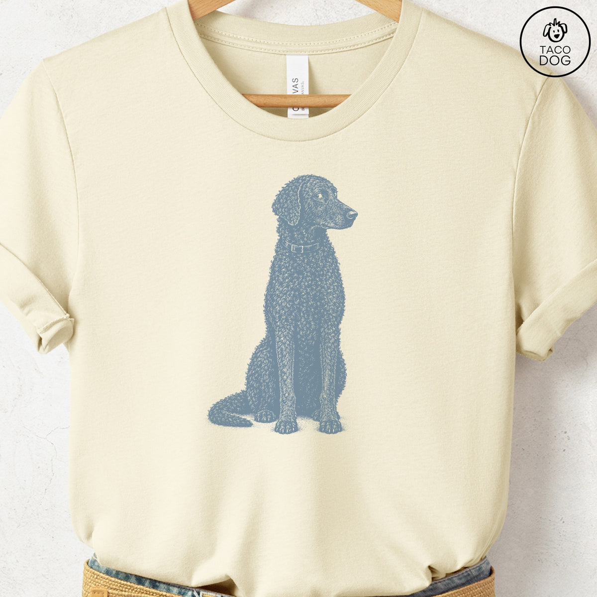 Curly-Coated Retriever Side Eye T-Shirt Natural Taco-Dog