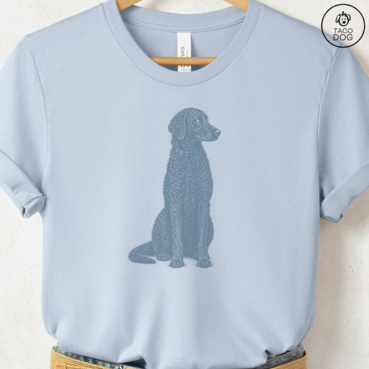 Curly-Coated Retriever Side Eye T-Shirt Light Blue Taco-Dog