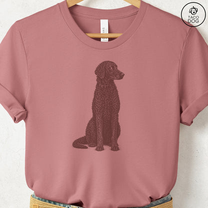 Curly-Coated Retriever Side Eye T-Shirt Heather Mauve Taco-Dog
