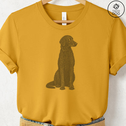 Curly-Coated Retriever Side Eye T-Shirt Mustard Taco-Dog