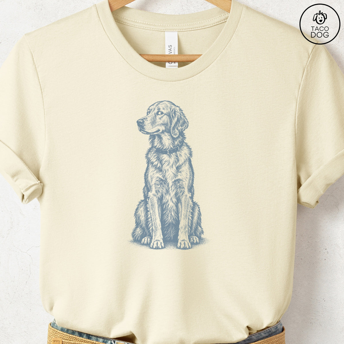 Golden Retriever Side Eye T-Shirt Natural Taco-Dog