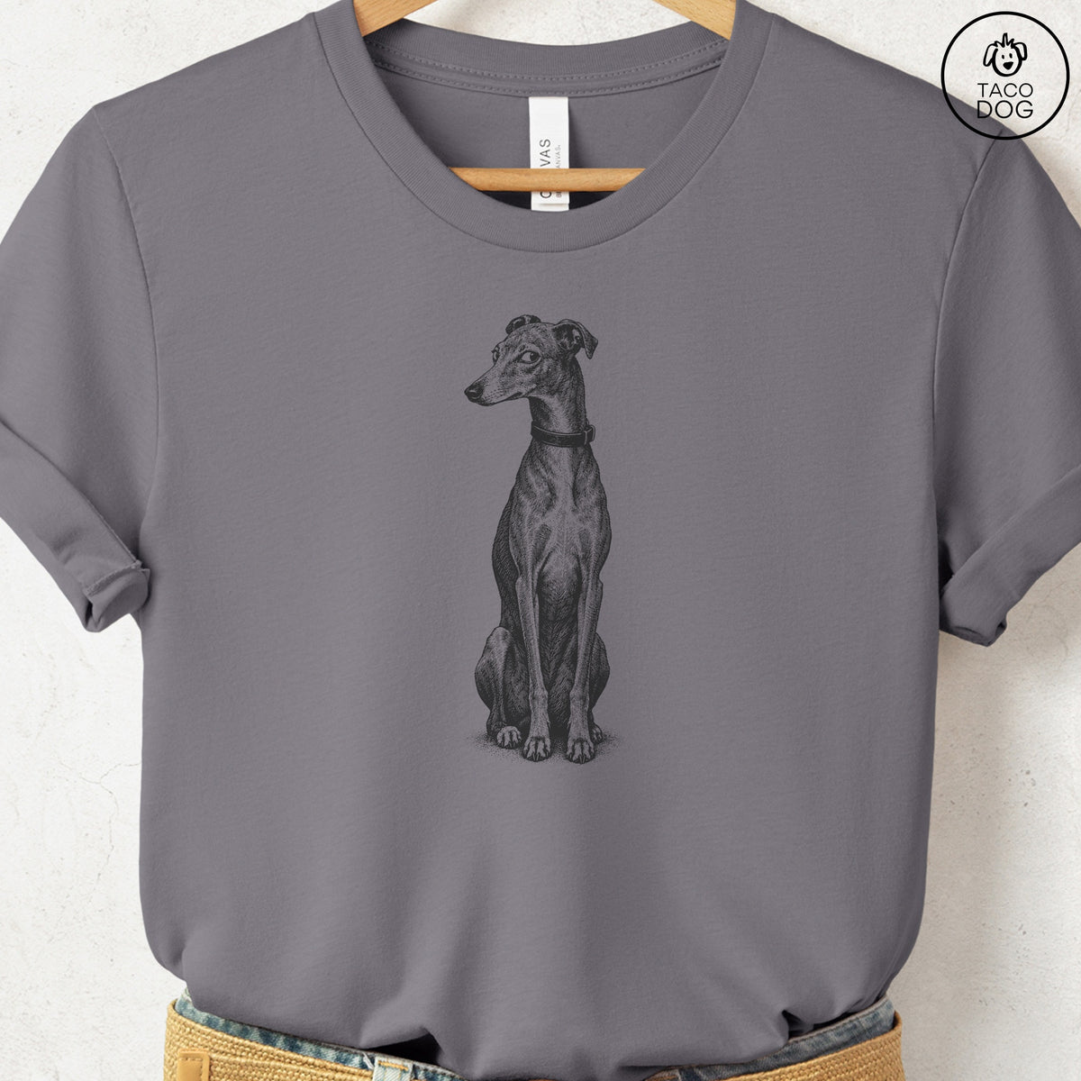 Italian Greyhound Whippet Side Eye T-Shirt Storm Taco-Dog