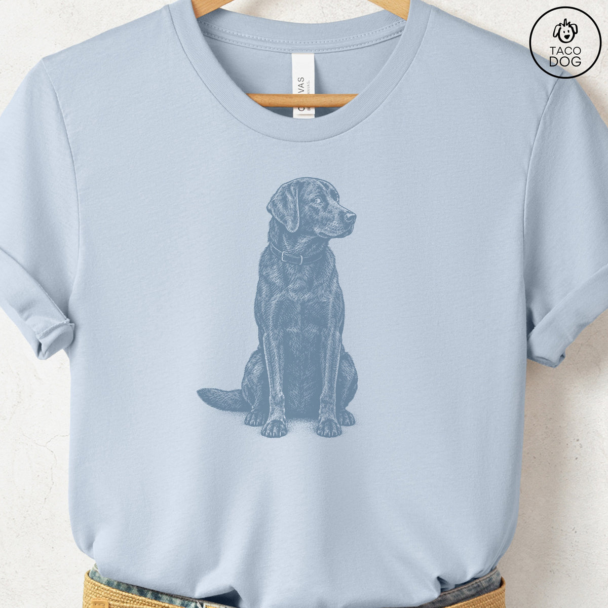 Labrador Retriever Side Eye T-Shirt Light Blue Taco-Dog