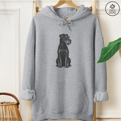 Schnauzer Side Eye Hoodie Graphite Heather Taco-Dog
