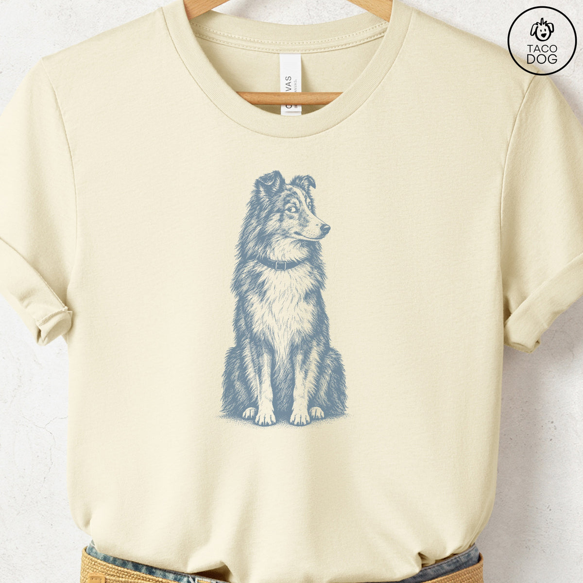 Shetland Sheepdog Side Eye T-Shirt Natural Taco-Dog