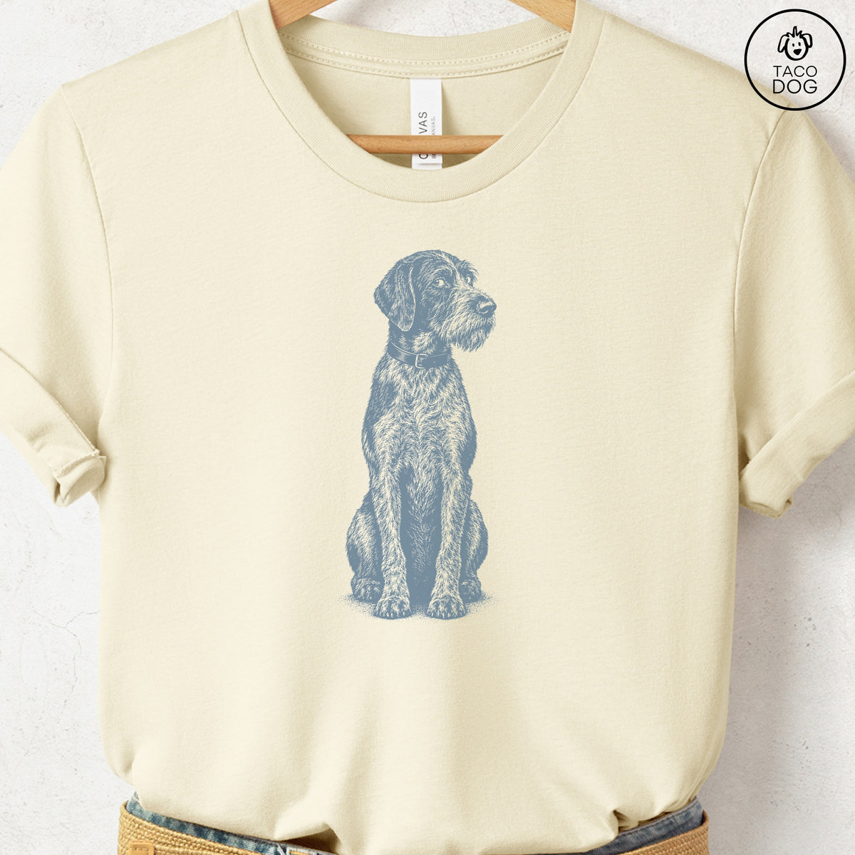 Wirehaired Pointing Griffon Side Eye T-Shirt Natural Taco-Dog