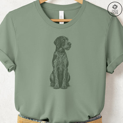 Wirehaired Pointing Griffon Side Eye T-Shirt Sage Taco-Dog