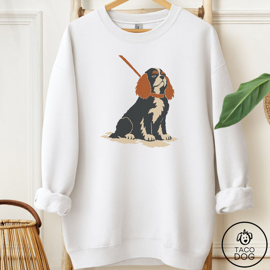 Cavalier King Charles Spaniel Sitdown Sweatshirt White Taco-Dog