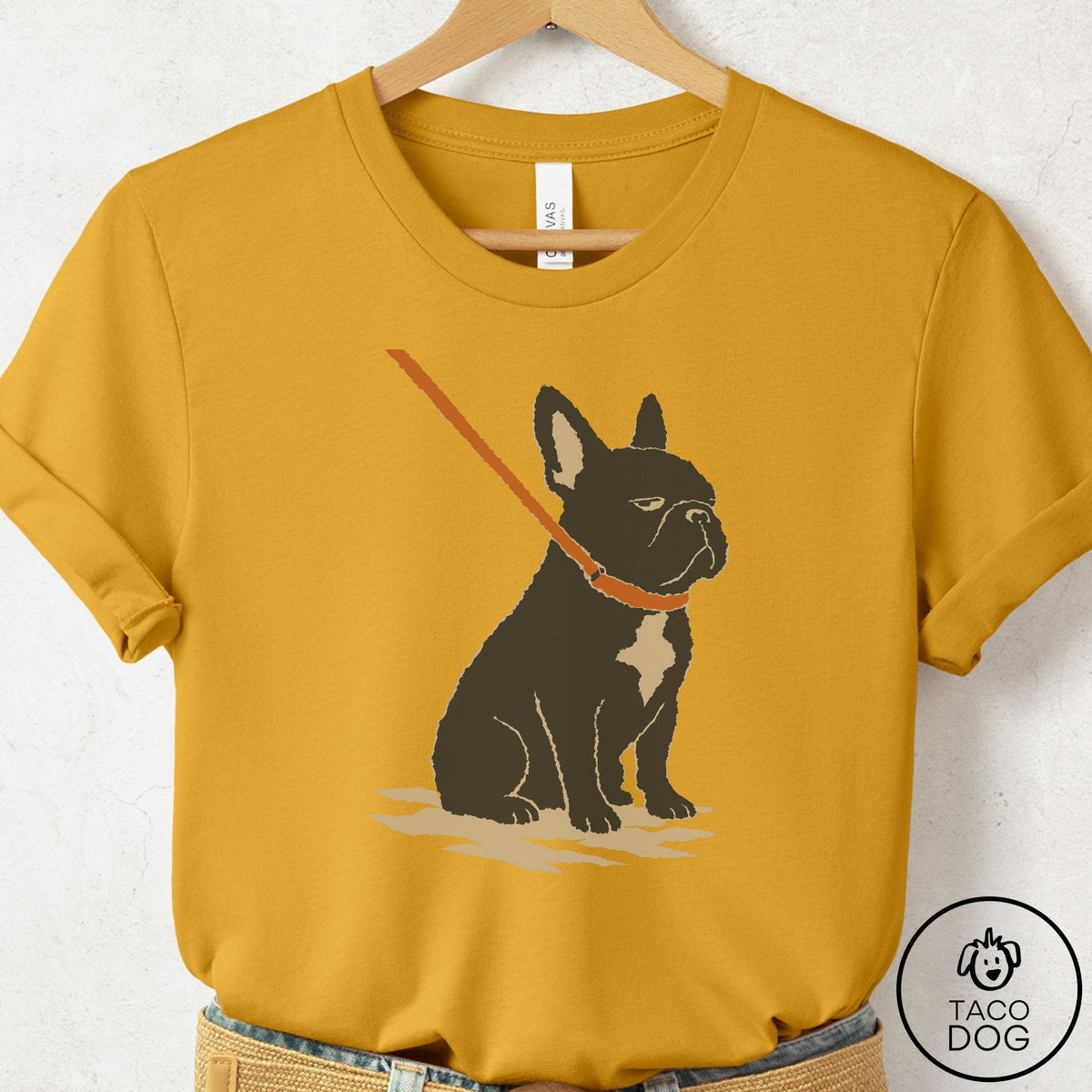 French Bulldog Frenchie Sitdown T-Shirt, design close-up