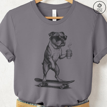 English Bulldog Skateboard T-Shirt Storm S Taco-Dog