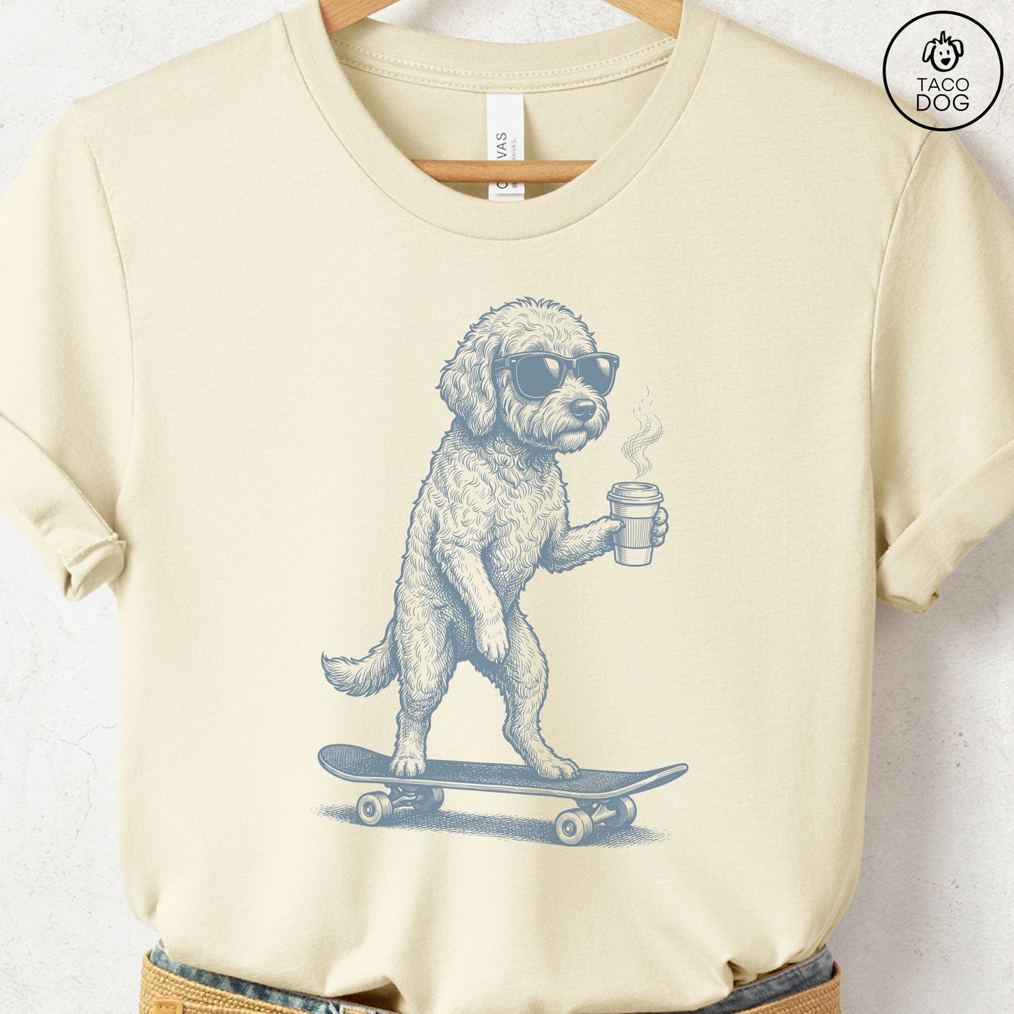 Doodle Skateboard T-Shirt Natural S