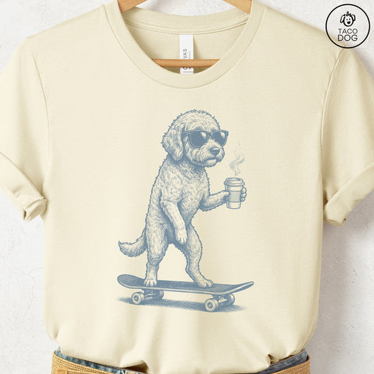 Doodle Skateboard T-Shirt Natural S Taco-Dog