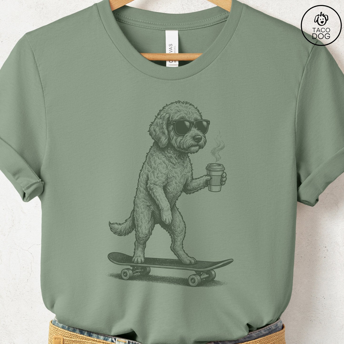 Doodle Skateboard T-Shirt Sage S