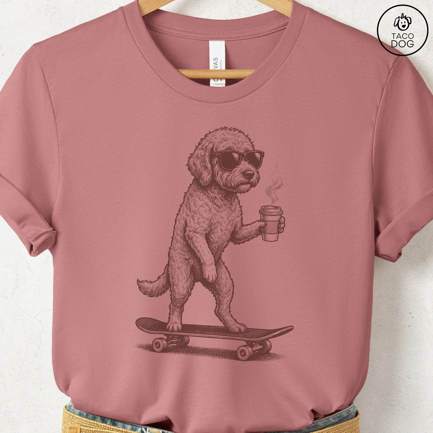 Doodle Skateboard T-Shirt Heather Mauve S