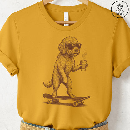 Doodle Skateboard T-Shirt Mustard S