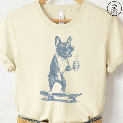 French Bulldog Frenchie Skateboard T-Shirt Natural S Taco-Dog
