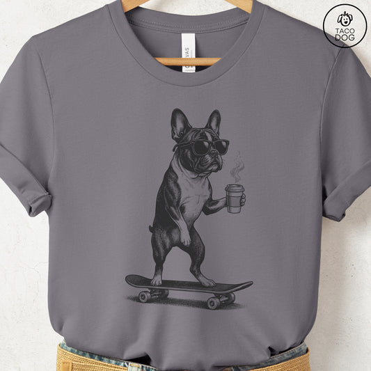 French Bulldog Frenchie Skateboard T-Shirt Storm S Taco-Dog