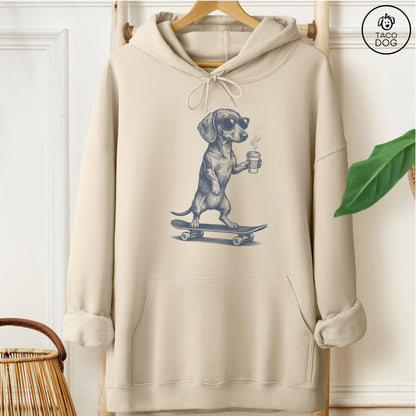 Dachshund Skateboard Hoodie Sand M