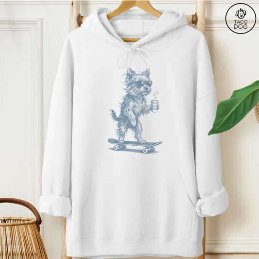 Yorkshire Terrier Skateboard Hoodie White M Taco-Dog