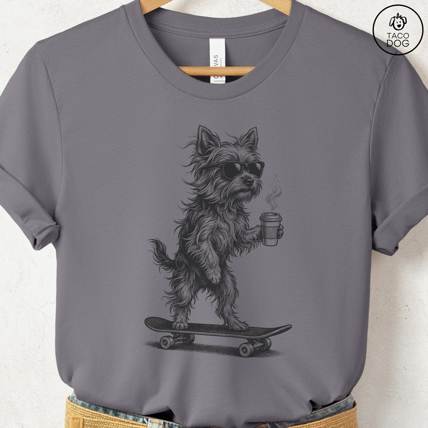 Yorkshire Terrier Yorkie Skateboard T-Shirt Storm S Taco-Dog