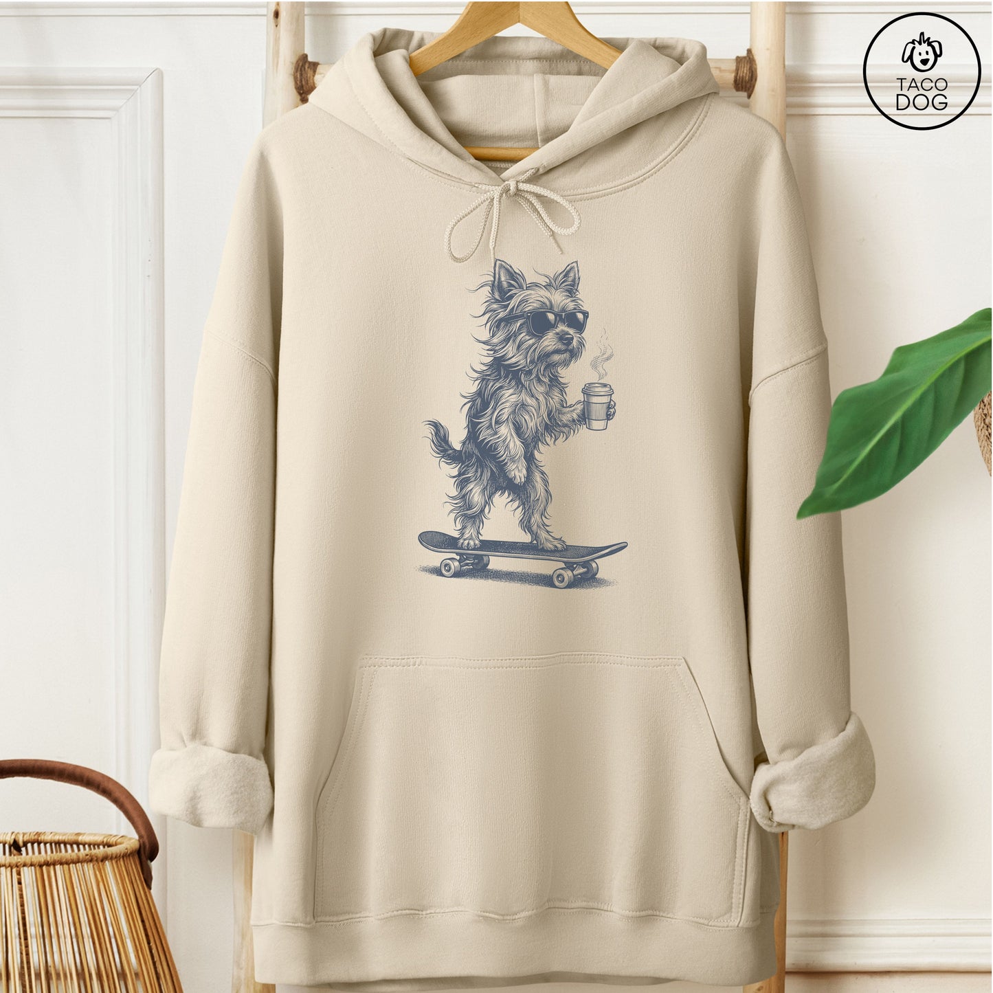 Yorkshire Terrier Skateboard Hoodie Sand M Taco-Dog