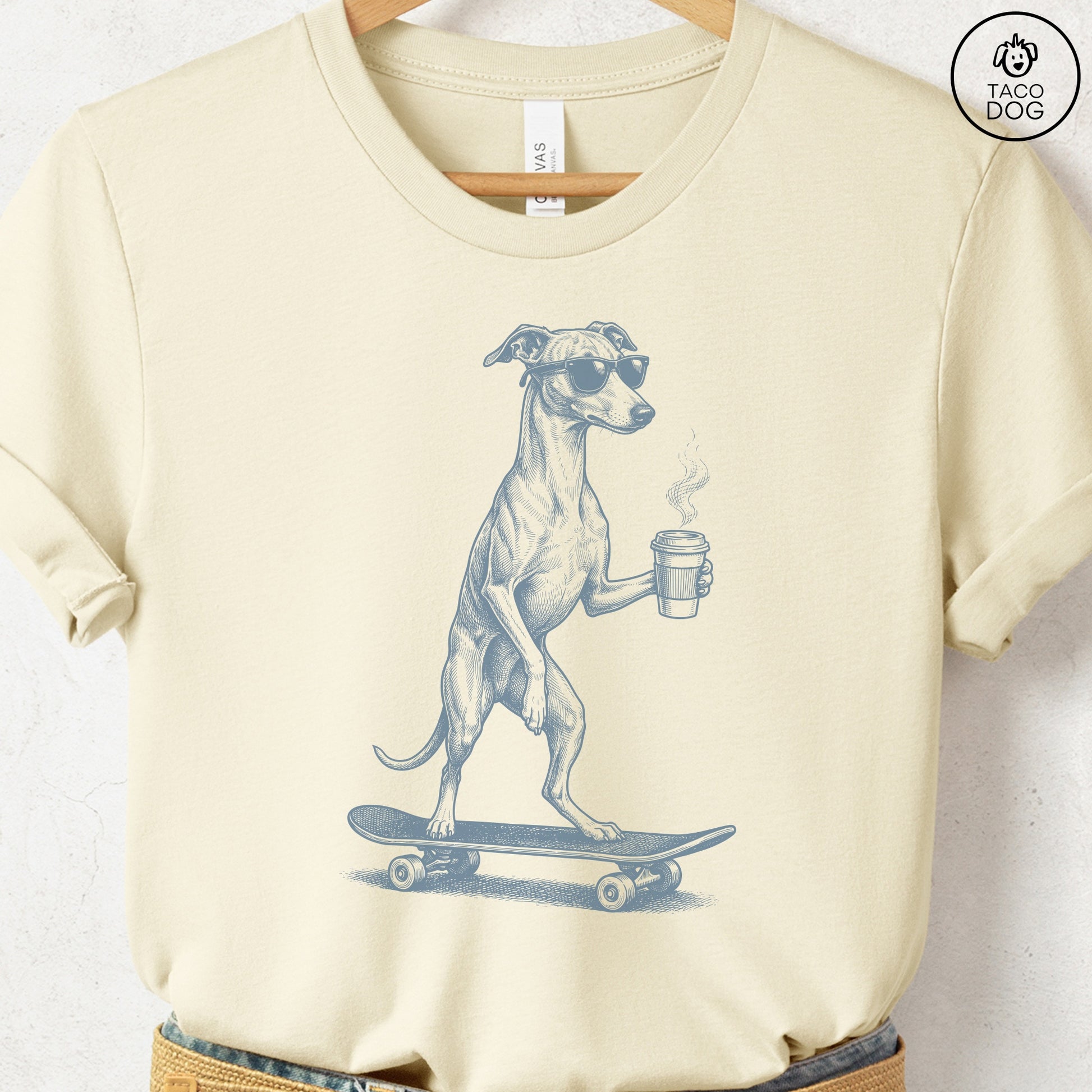 Italian Greyhound Whippet Iggy Skateboard T-Shirt Taco-Dog