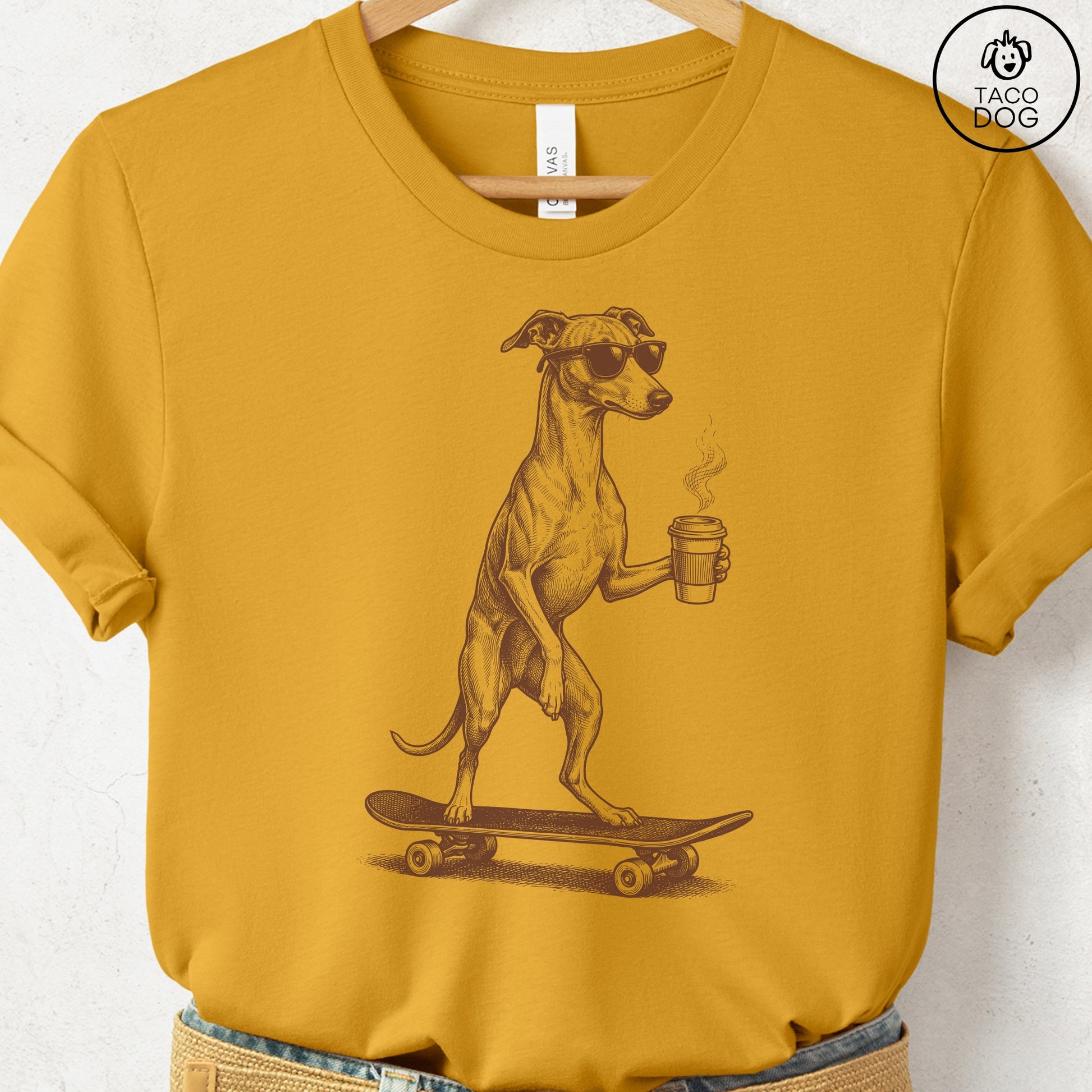 Italian Greyhound Whippet Iggy Skateboard T-Shirt Taco-Dog