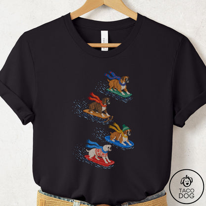 Boxer Sledding T-Shirt Black Taco-Dog