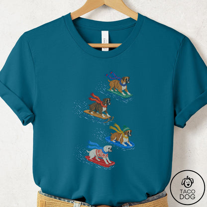Boxer Sledding T-Shirt Deep Teal Taco-Dog