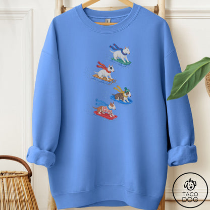 Bull Terrier Sledding Sweatshirt Carolina Blue Taco-Dog