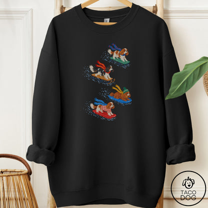 Cavalier King Charles Spaniel Sledding Sweatshirt Black Taco-Dog