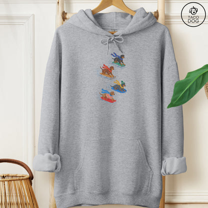 Doberman Sledding Hoodie Graphite Heather Taco-Dog