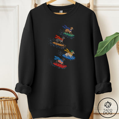 Italian Greyhound Whippet Sledding Sweatshirt Black Taco-Dog